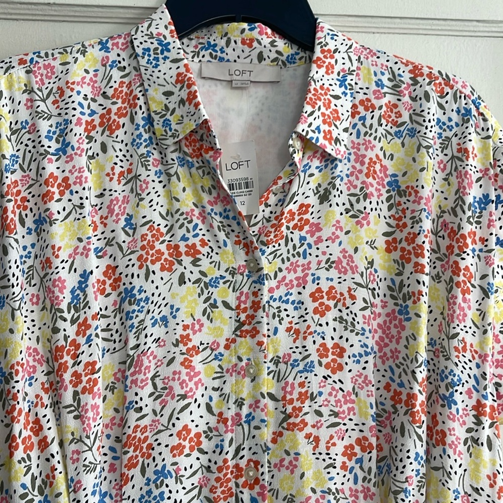 NEW: LOFT-Floral print  belted midi dress with pockets.